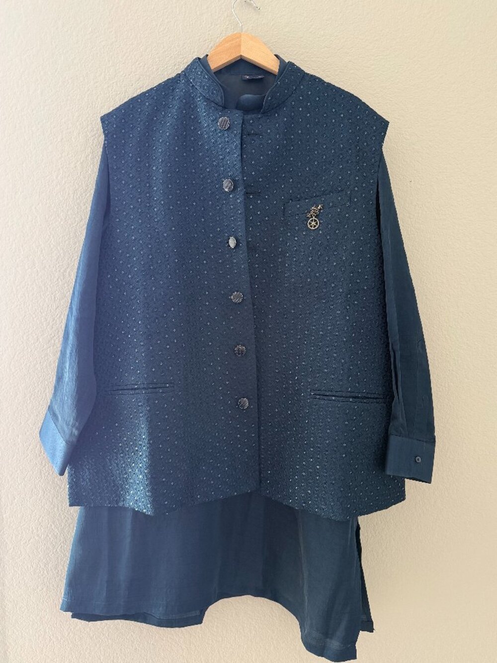 Royal Navy Blue Nehru Jacket Suit — 3-Piece